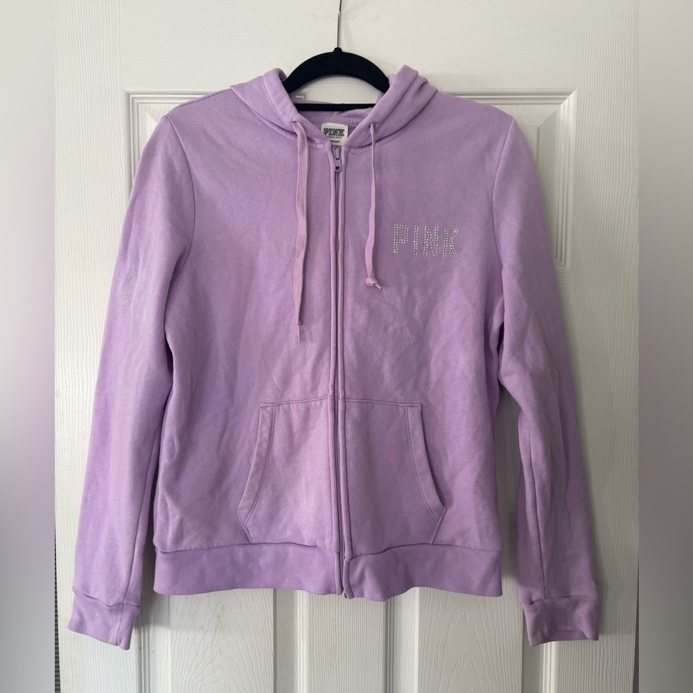 Victoria's Secret Zip-Up Jacket Hoodie PINK Lavendar